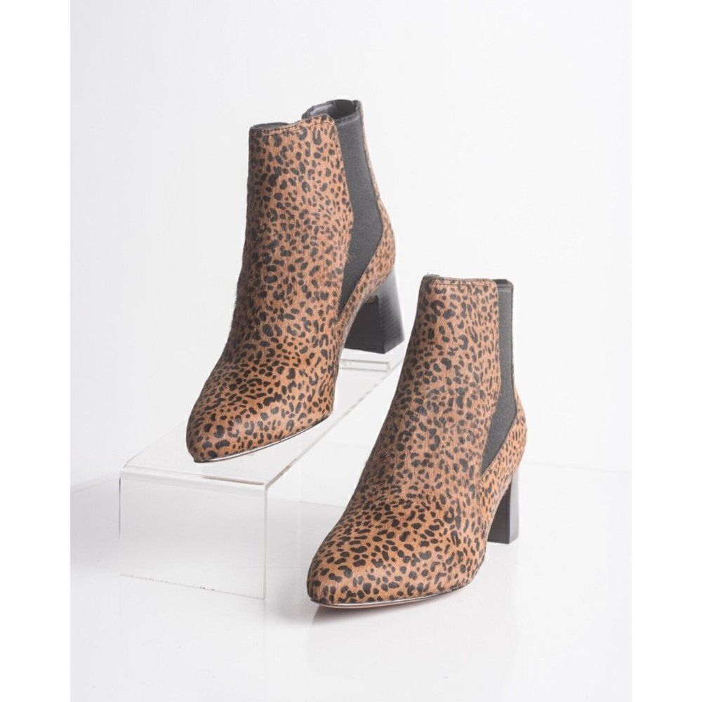 Cole Haan Womens Etta Leopard-Print Calf Hair Booties Ankle Boots US 7.5 Brown